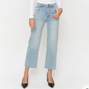 Oliver Logan - Aberdeen High Rise Wide Leg Jeans - Light Indigo Worn